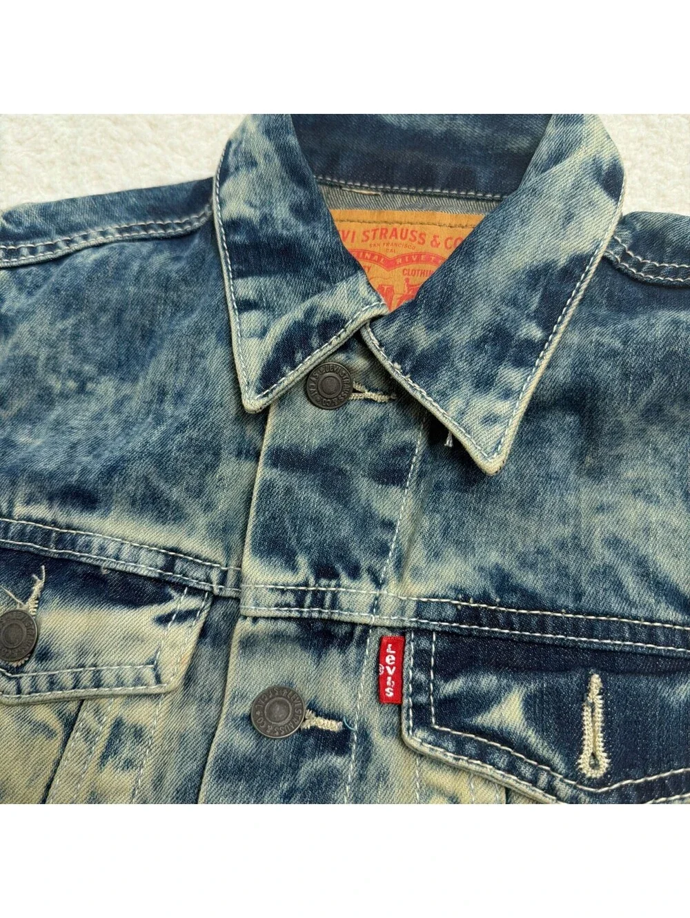 Levi's Kids Denim Vest Acid Wash Size M 10-12 Years Trucker Sleeveless Jacket